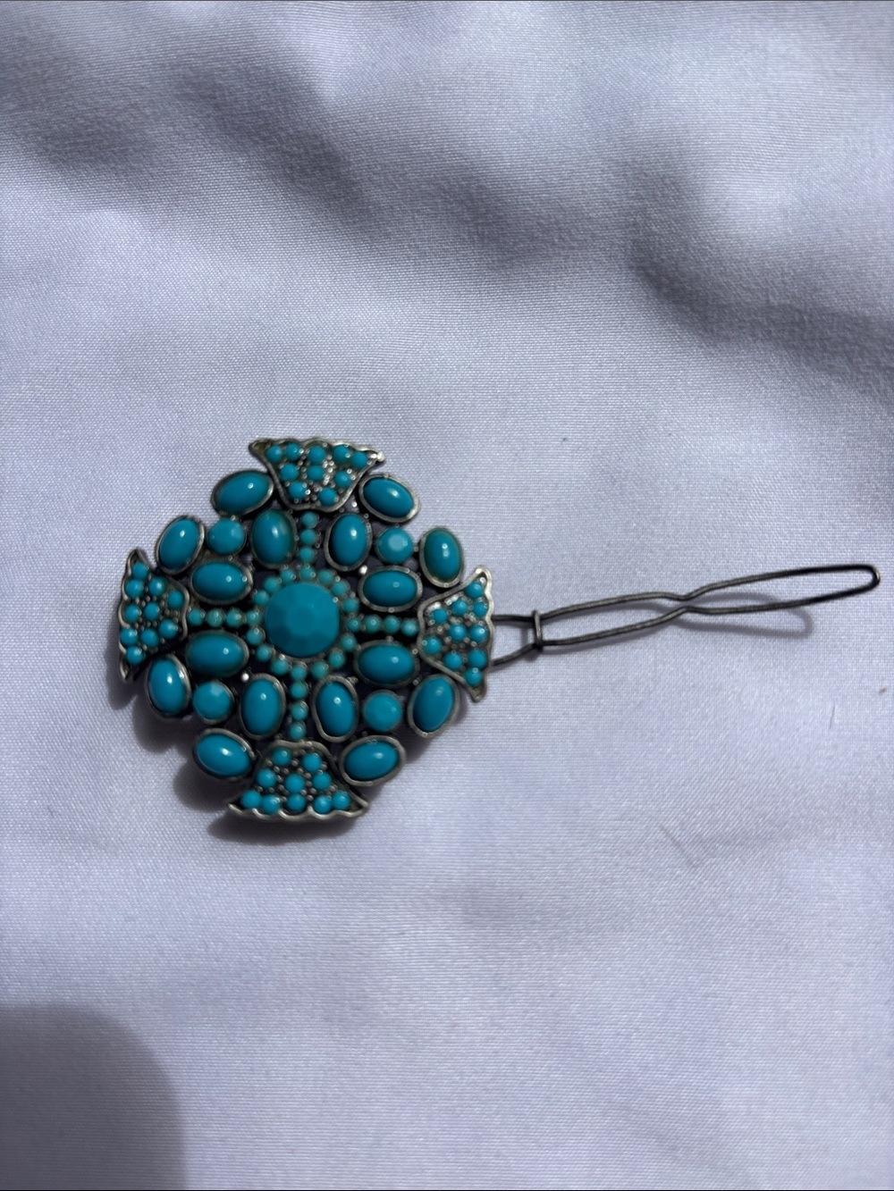 Turquoise Cluster Floral Hairpin - Women Jewelry